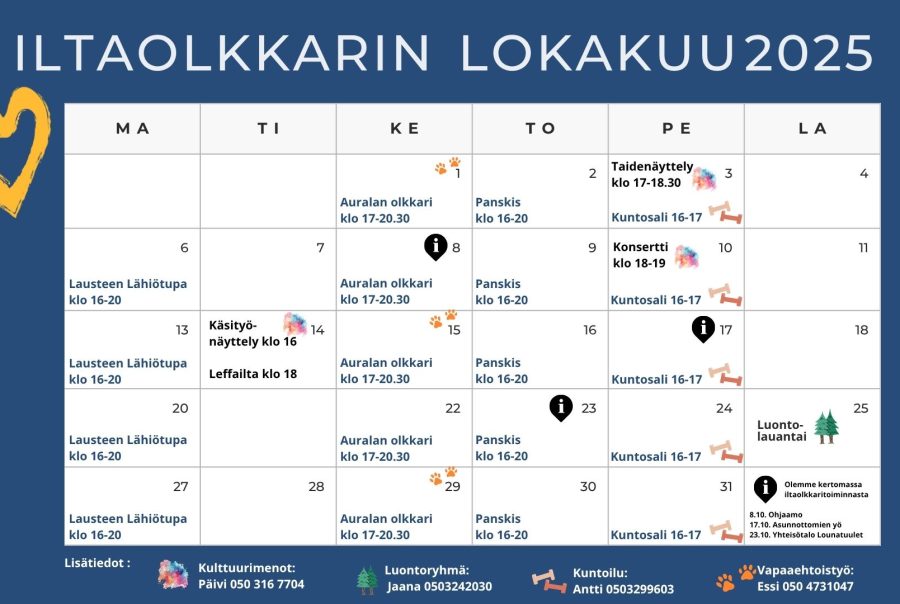 October monthly calendar