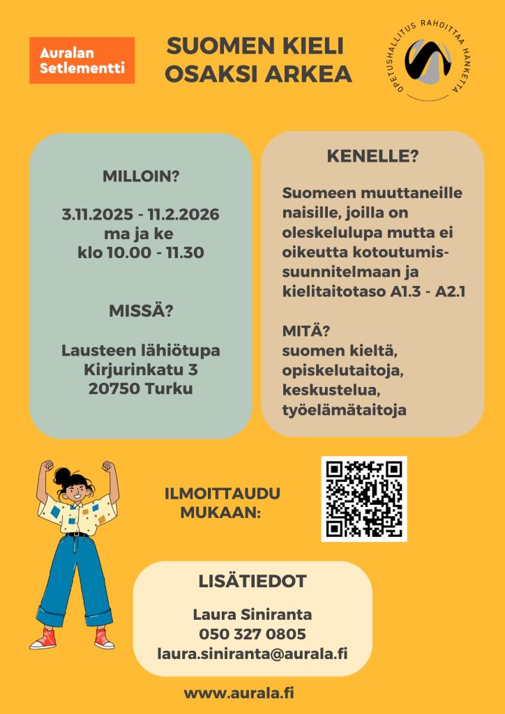 Suomen kieli osaksi arkea -ryhmän mainos