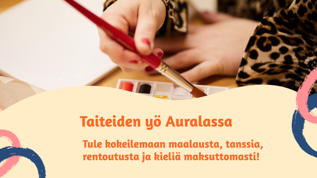 Tapahtumamainos. Kuvassa ihminen maalaa.