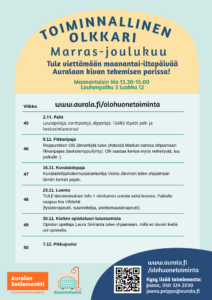 Toiminnallinen olkkari marras-joulu 26